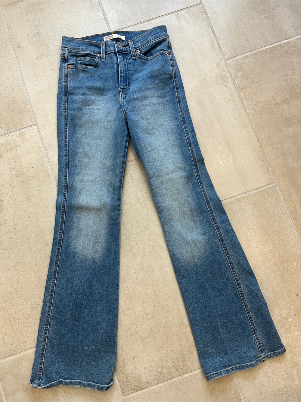 Signature by Levi Strauss Blue Flare Jeans with Subtle Fade